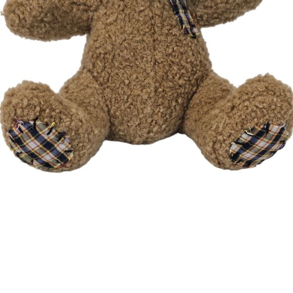 Soft Cuddly Teddy Bear Light Brown Plaid Patches Cute Kids Toy Stuffed Animal - Picture 2 of 16